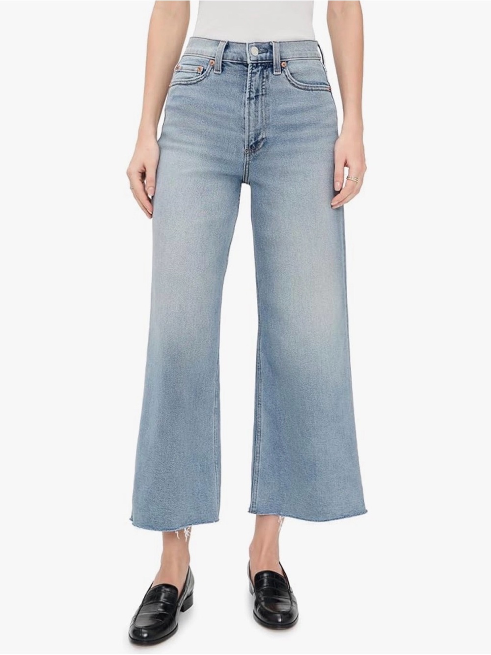 PISTOLA Lana Crop - Women’s High Rise Cropped Wide Leg Jeans, Raw Hem